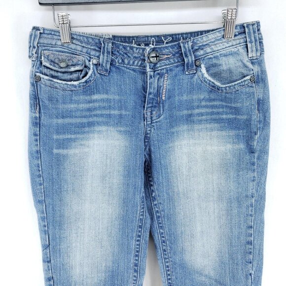 Industrial Cotton Denim Capri Women's Size 7 Light Wash Stretch - Picture 3 of 7